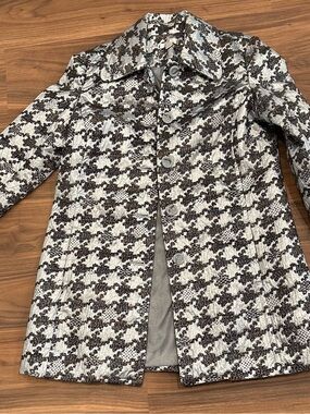 Erin by Erin London Women’s metallic trenchcoat Overcoat Houndstooth Coat